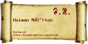 Haiman Márton névjegykártya